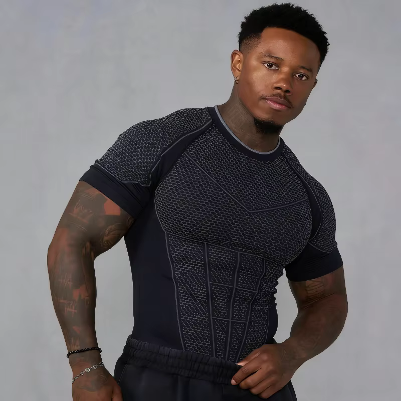 T-Shirt homme Superman Sport Fitness séchage rapide respirant élastique coupe ajustée manches courte