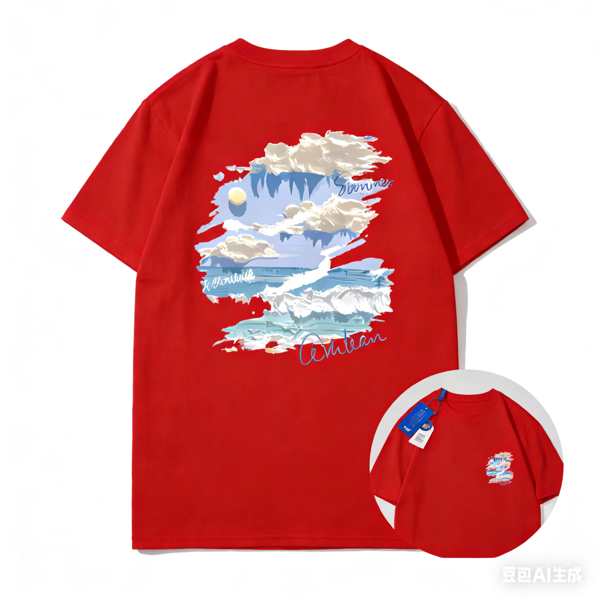 Tendance Été 2026 - T-shirt à Manches Courtes Motif Graffiti Peinture à l'Huile - Unisexe, Coton Pur