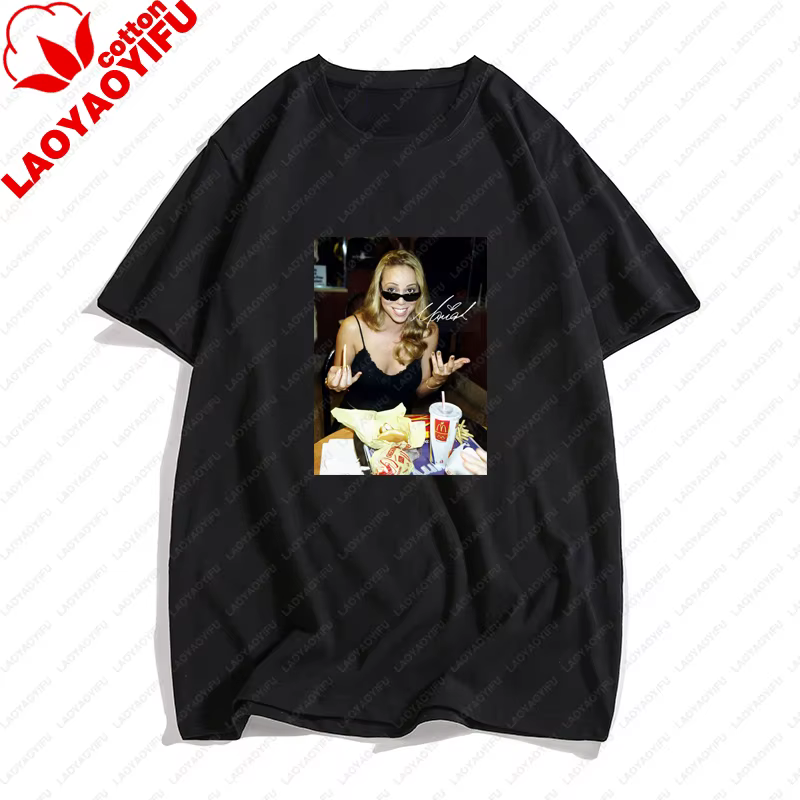 T-shirt manches courtes homme, estival et décontracté, avec image de Mariah Carey