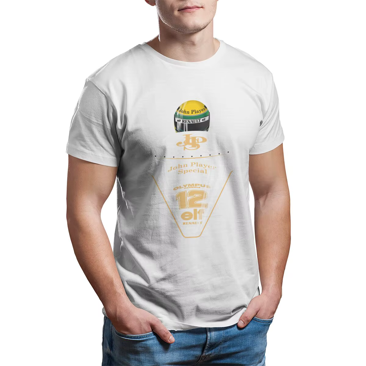 T-shirt imprimé en pur coton pour homme, vêtements de grande taille, équipe Scannelle, John First, s