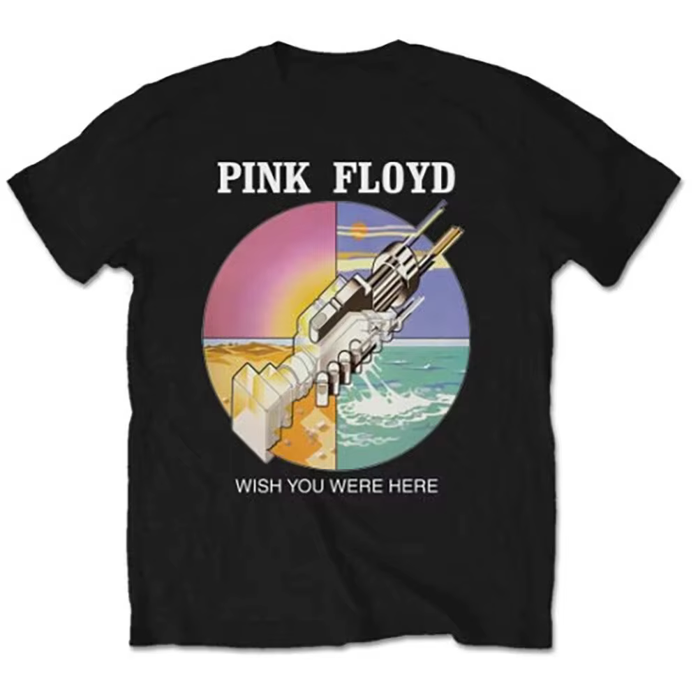 T-shirt Pink Floyd Wish You Were Here, groupe de rock officiel, noir, nouveau, chemise à manches cou