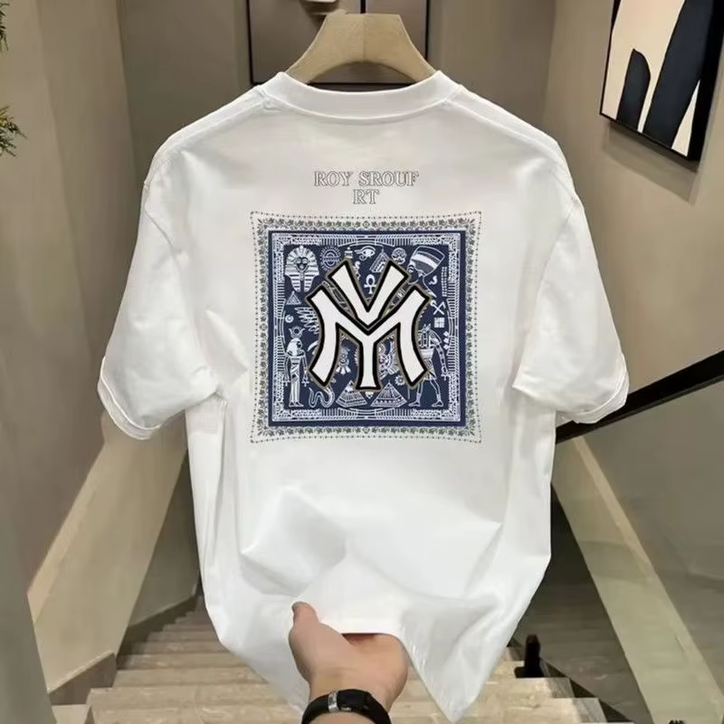 T-shirt pour homme de haute qualité, en coton pur épais, nouveau modèle d'été, avec imprimé, élégant