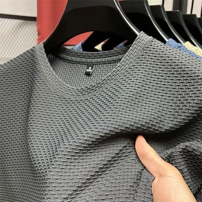 T-shirt d'été à manches courtes et col rond pour hommes, surdimensionné, résistant aux rides, haut r