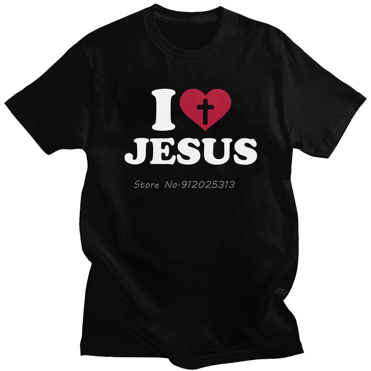 T-shirt en coton I Love Jesus pour hommes, T-shirt à manches courtes, croix de Dieu, religion, églis
