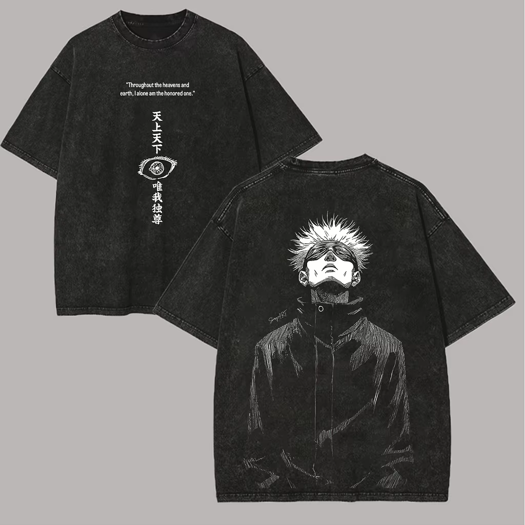Jujutsu Kaisen Manga Gojo Satoru T-shirt graphique Vintage lavé T-shirt hommes femmes vêtements surd