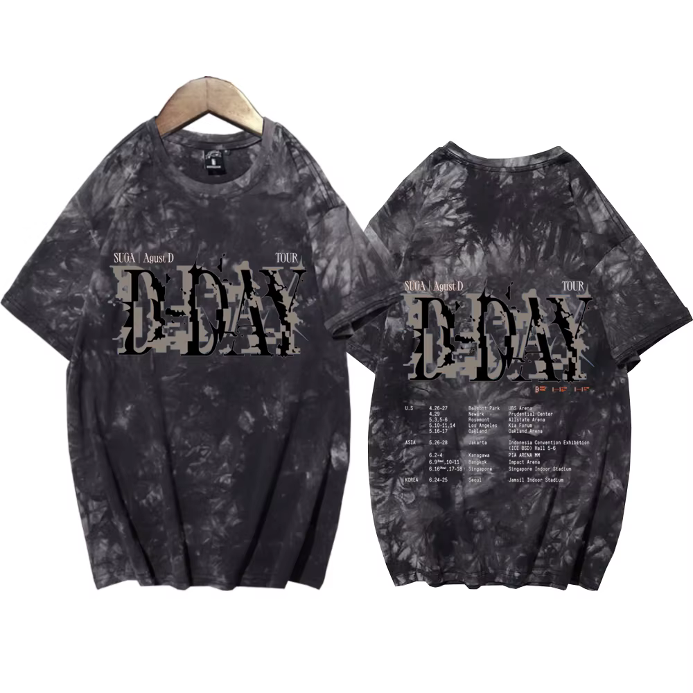 Suga Agust D Tour Tie Dye chemises unisexe col rond manches courtes musique populaire T-Shirt Fans c