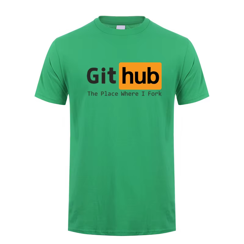 Github t-shirt été hommes drôle Github le lieu où je fourchette coton à manches courtes T-shirts Man
