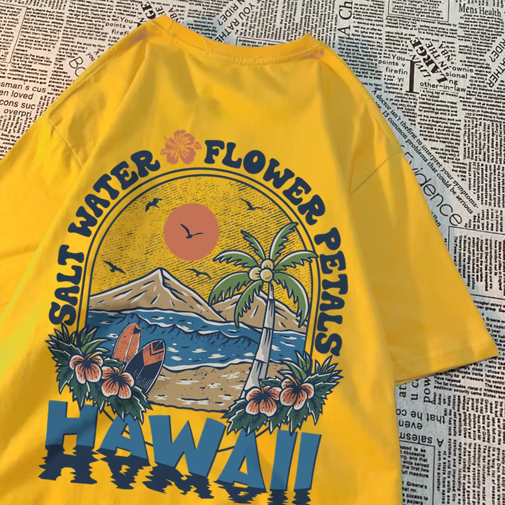 Eau salée pétales de fleurs Hawaii t-shirts hommes femmes décontracté Sweat t-shirts décontracté cot