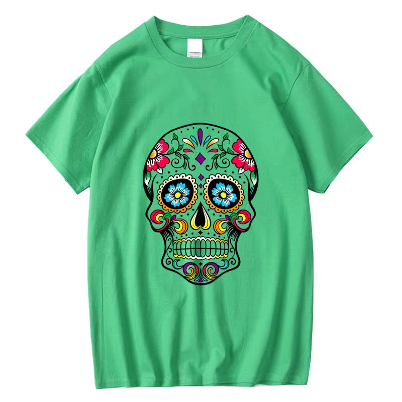 T-shirt homme haute qualité 100% coton Style de rue ample Cool crâne imprimé été hommes T-shirt déco