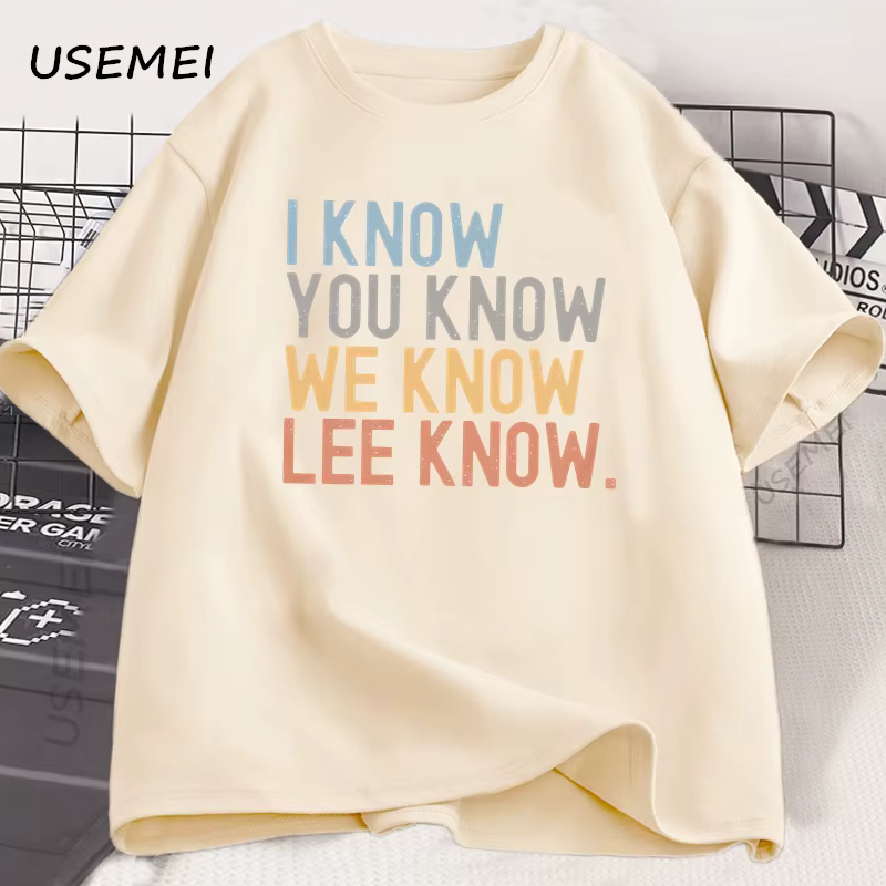 Je sais que vous savez Lee Know T-shirt hommes femmes imprimé à manches courtes coton T-shirt été co