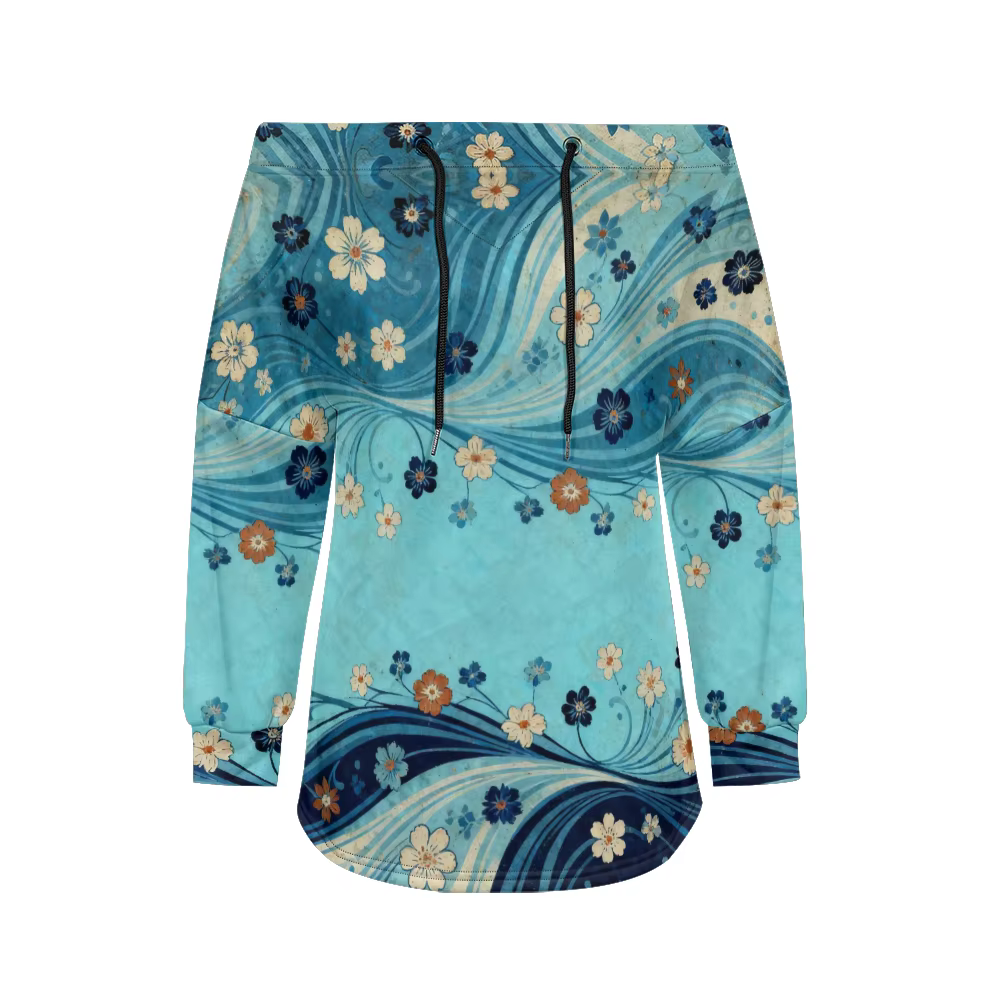 Sweat-shirt tendance à épaules dénudées, avec carreaux multicolores et imprimé Floral, col à cordon