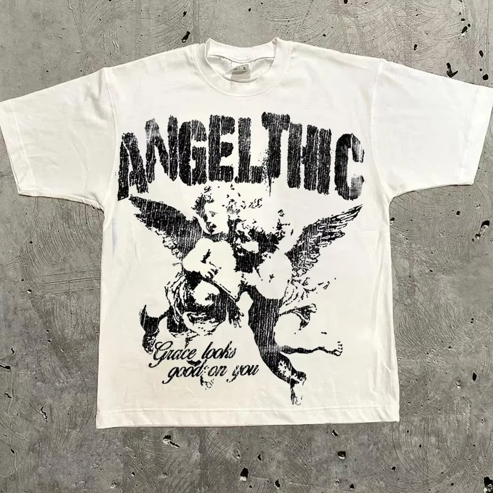 T-shirt surdimensionné avec lettres graphiques Harajuku Y2k pour hommes et femmes, Streetwear de cho