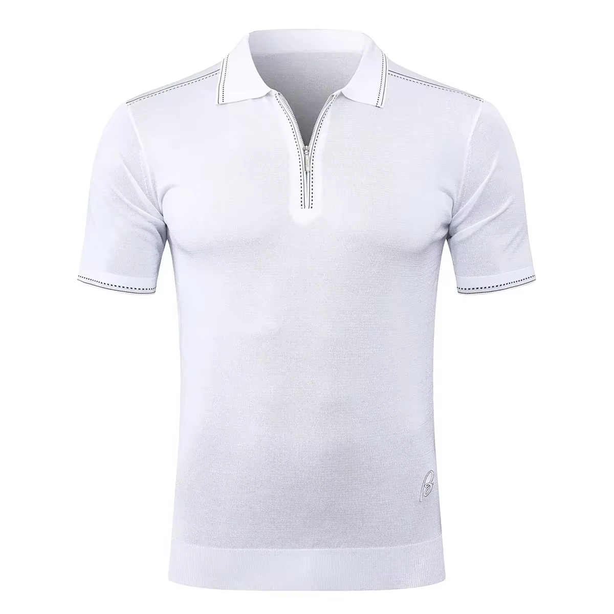 BILLIONAIRE BLSK CPRT polo soie hommes 2026 nouvelle couleur unie élastique à manches courtes mince 
