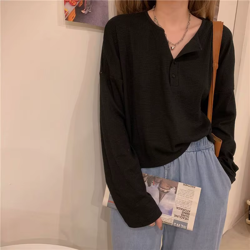 T-shirts à manches longues pour femmes, hauts en coton minimalistes, coupe décontractée, tissu exten