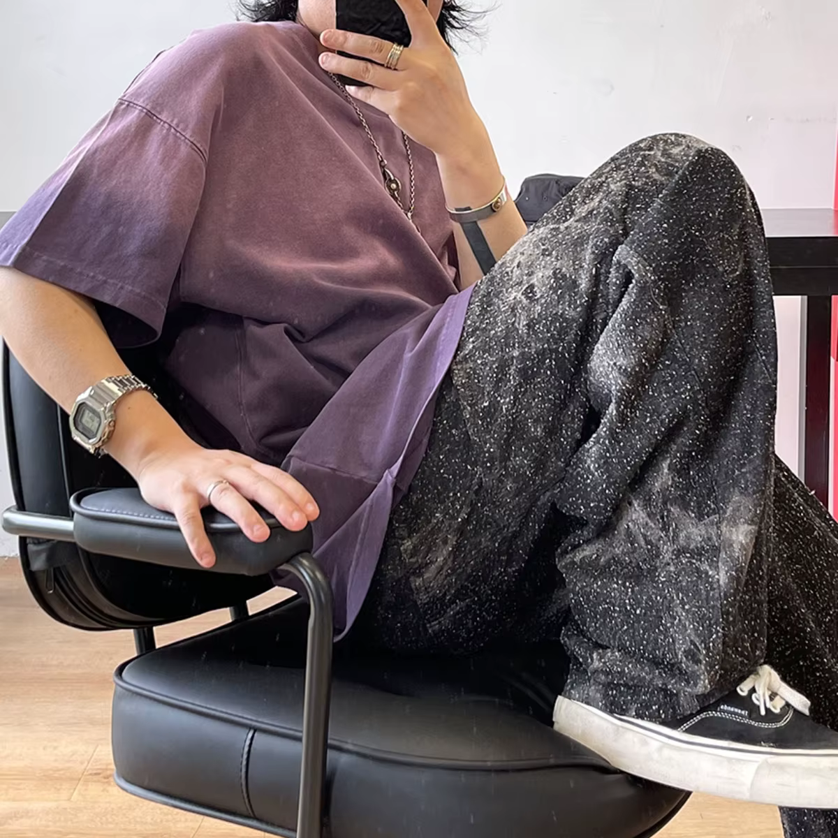 T-Shirt Dégradé à Manches Courtes pour Homme et Femme, Streetwear Populaire Coréen, Hip Hop, Harajuk