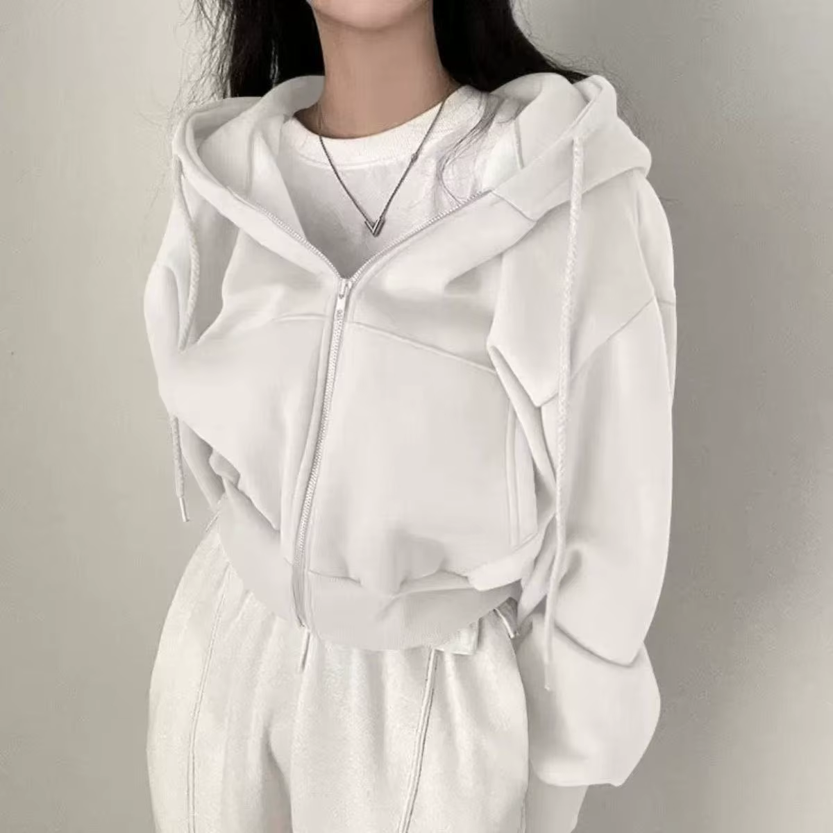 Sweat-shirt à capuche pour femme, Streetwear décontracté, fermeture éclair, vestes à manches longues