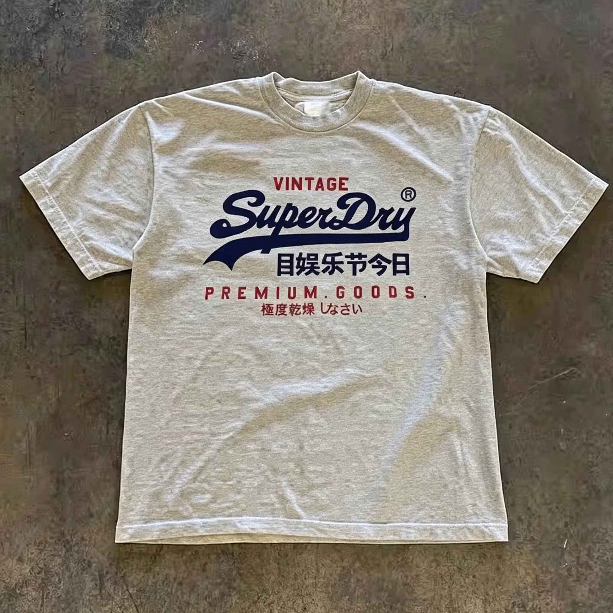 T-shirt graphique rétro SuperDry style japonais pour homme 100 % coton coupe oversize streetwear bla