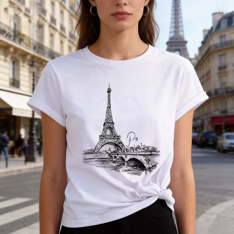 T-shirt pour femme style années 90, imprimé Paris, manches courtes, col rond, décontracté, pour l'ét
