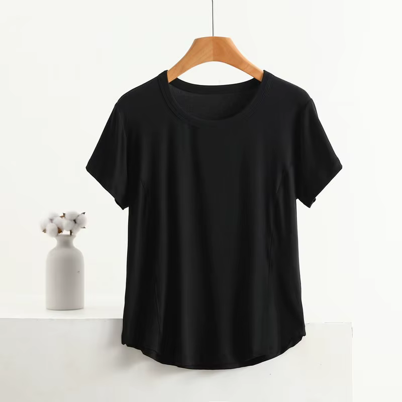 XL à 8XL grande taille t-shirts col rond T-shirt basique femme couleur unie demi manches été simple 