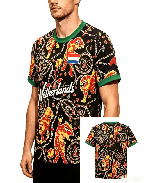 Nouveau Maillot de Foot Hollandais Été 2026 pour Homme – T-shirt de Sport Imprimé 3D, Haut Décontrac
