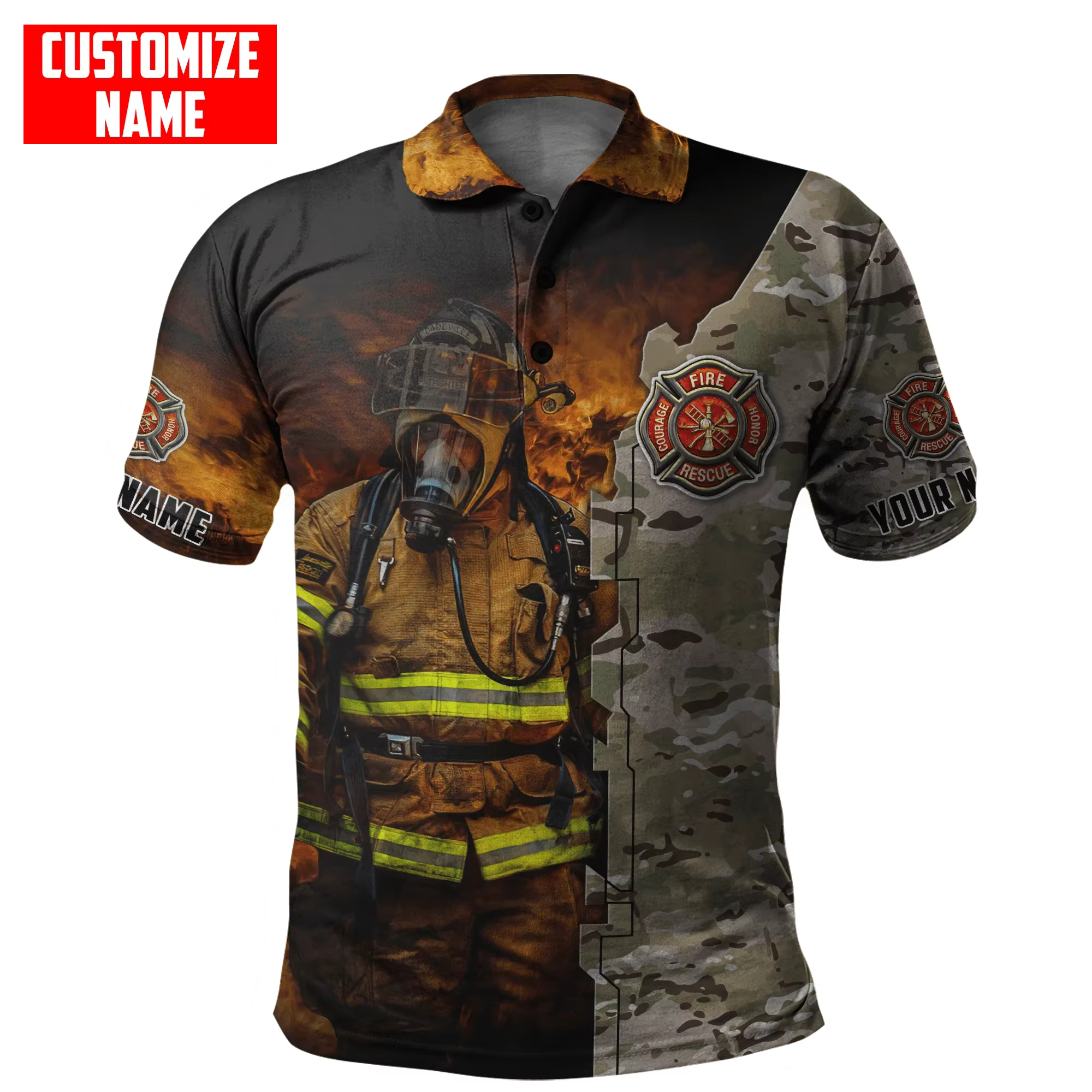 Nom personnalisé pompier 3D partout imprimé mode Polo hommes à manches courtes été T-shirt cadeau po