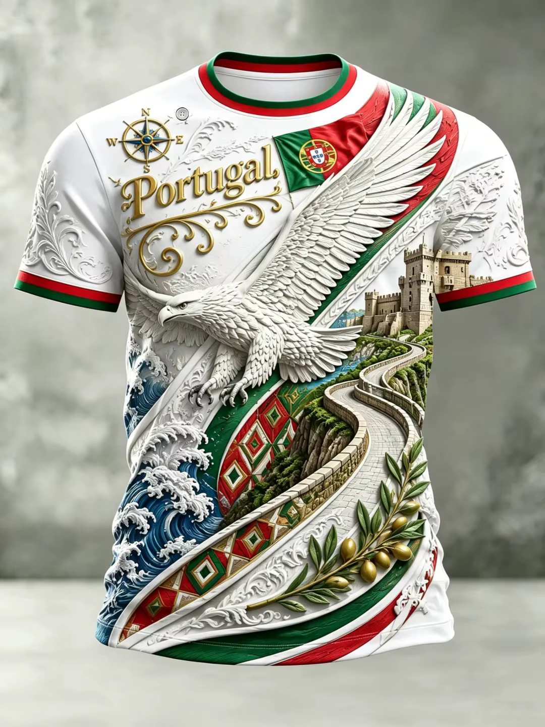 T-shirt de supporter de football du Portugal à manches courtes, respirant, séchage rapide, style str