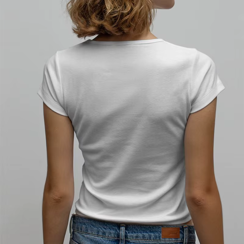 T-Shirt à Manches Courtes et Col Rond pour Femme, Vêtement Vintage, Sexy, Slim, à la Mode, Y2k, Stre