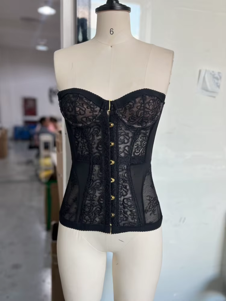 Hottie Top dentelle creux Sexy sans manches sans bretelles serré Corset femmes été mode tendance rue