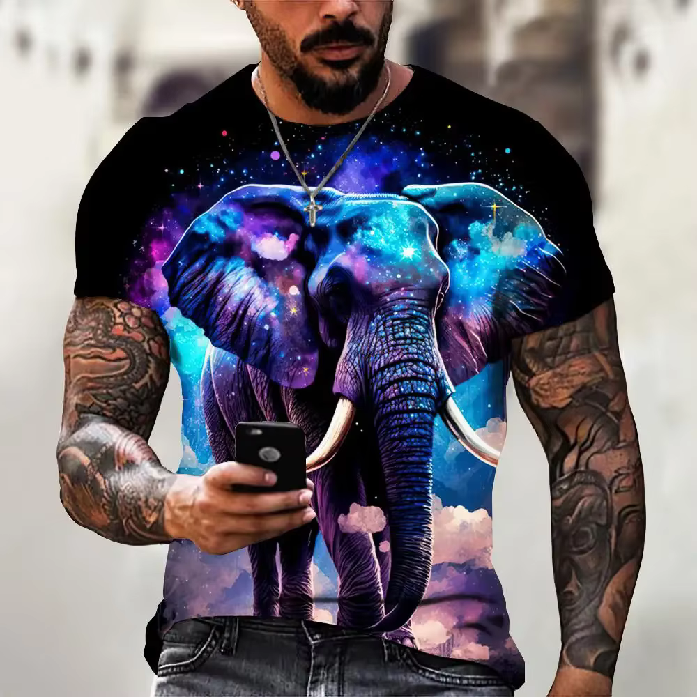 T-shirt à manches courtes imprimé animal 3D pour hommes, personnalité de la mode d'été, t-shirt Resp