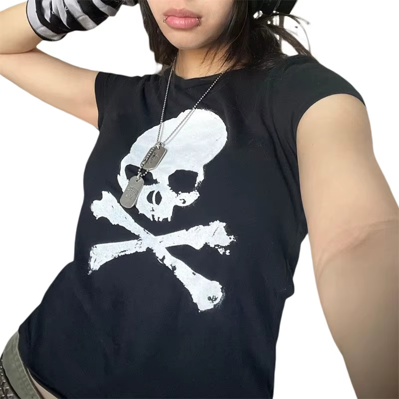T-Shirt manches courtes pour femmes, Streetwear, estival et décontracté, Vintage, Grunge, Y2k, Slim,