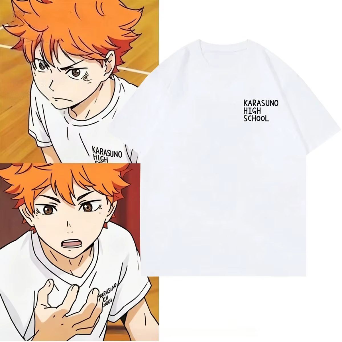 T-shirt Anime Haikyuu Karasuno High School Hinata Shoyo, style identique, pour hommes et femmes, t-s