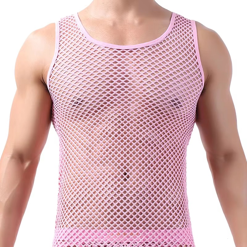 Débardeurs à la mode pour hommes, maillot de corps ajouré, gilet sans manches respirant en maille