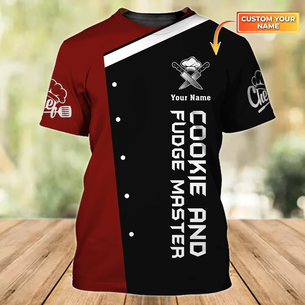 Chef vie chemise été homme t-shirt Cookie & Fudge maître nom personnalisé 3D imprimé unisexe t-shirt