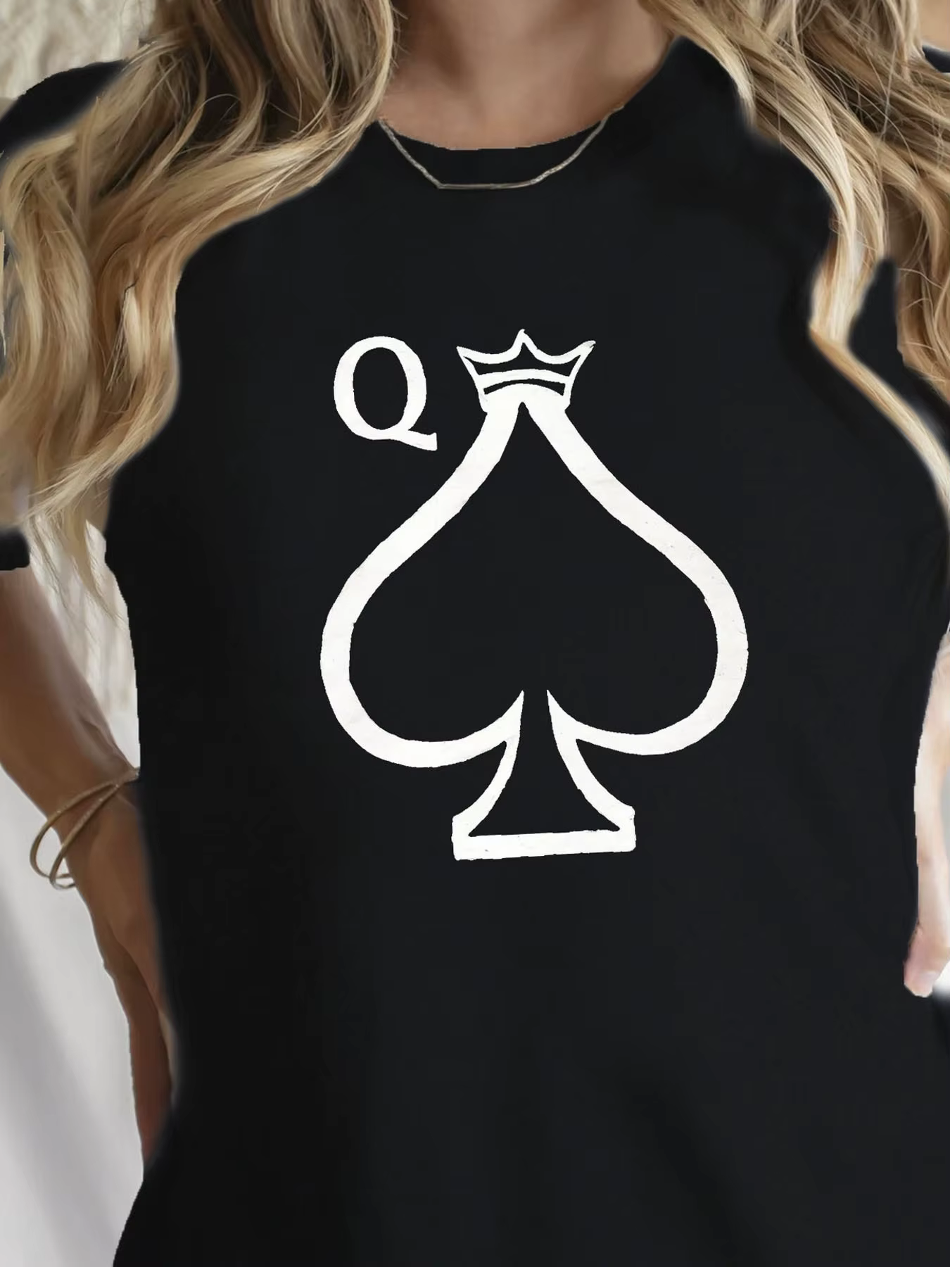 Spades Queen Illustration T-Shirt imprimé pour l'été col rond manches courtes femmes Harajuku manche