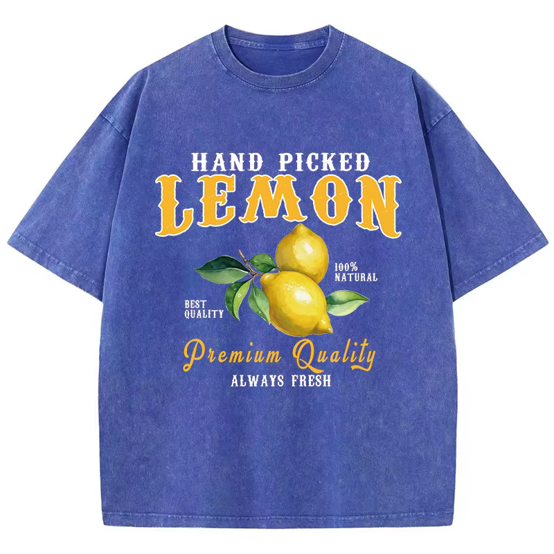 Été citron lavé T-Shirts femmes coton surdimensionné col rond T-Shirts fruits frais imprime hauts dé