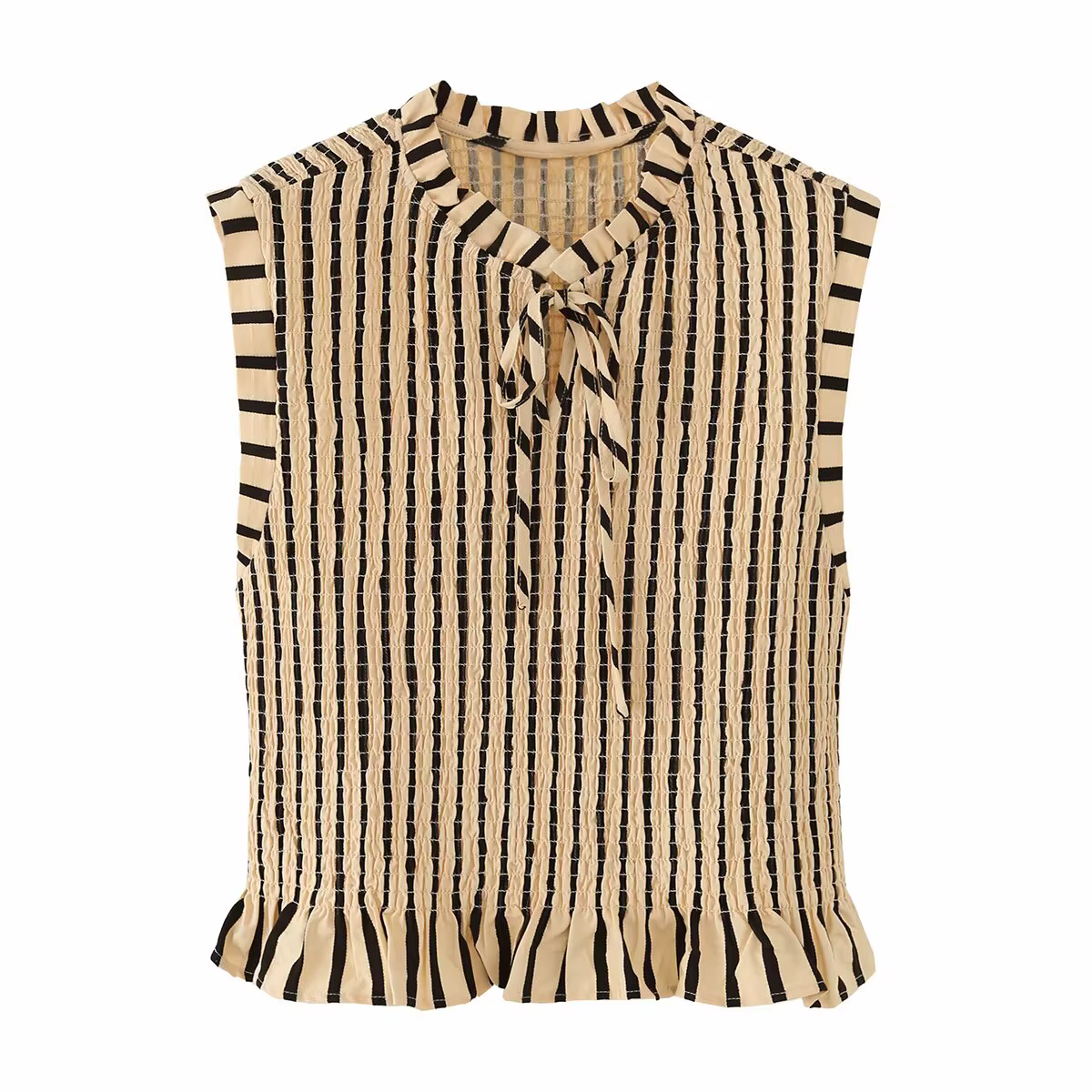 Willshela – débardeur à rayures avec nœud et lacets pour femmes, style vintage, col rond, sans manch