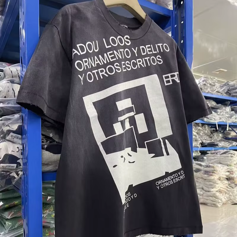 T-shirts à manches courtes imprimés avec lettres américaines pour hommes et femmes, hauts amples en 