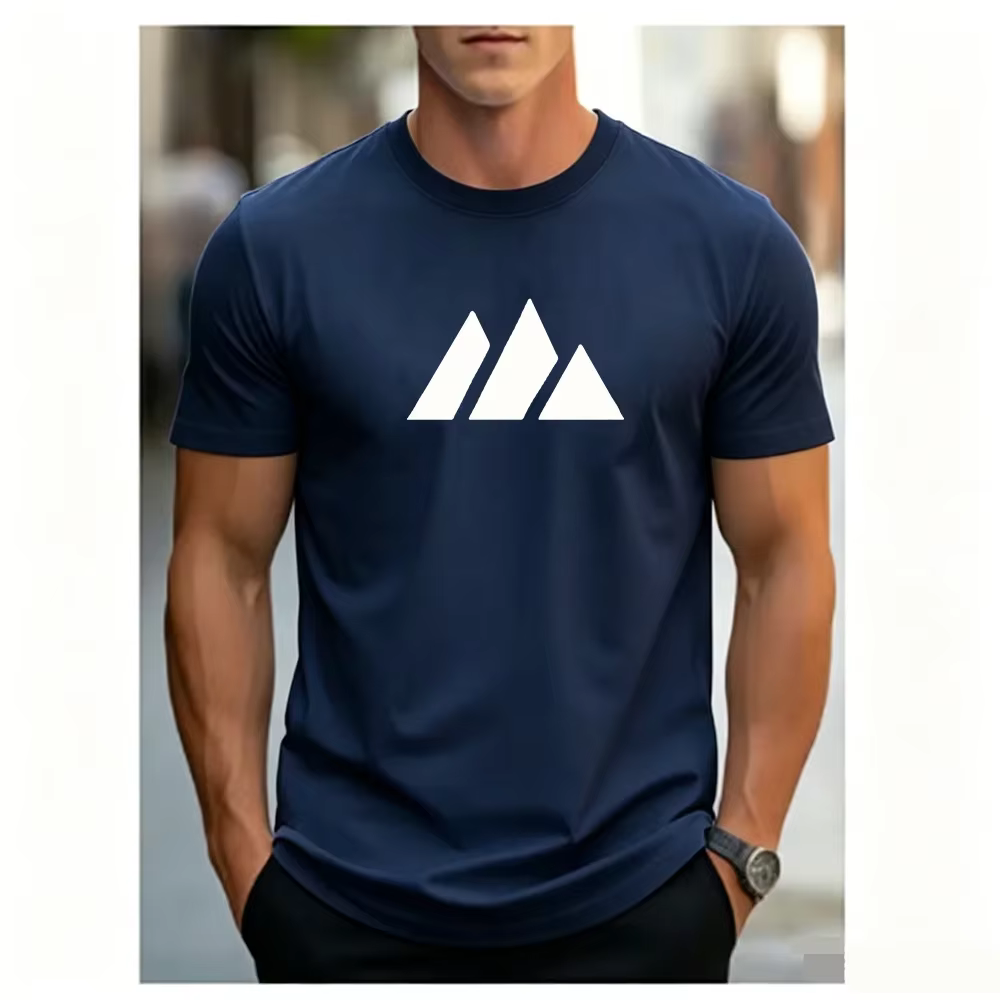 T-shirt décontracté pour homme, couleur unie, sport, séchage rapide, respirant, motif géométrique tr
