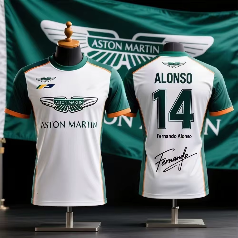 T-shirt Aston Martin Fernando Alonso n° 14 T-Shirt équipe de coureurs espagnols, combinaison de cour