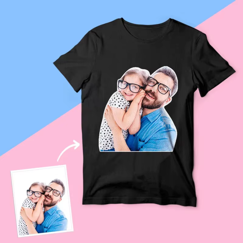 T-shirts personnalisés avec des photos chaleureuses de membres de la famille, manches courtes, col r