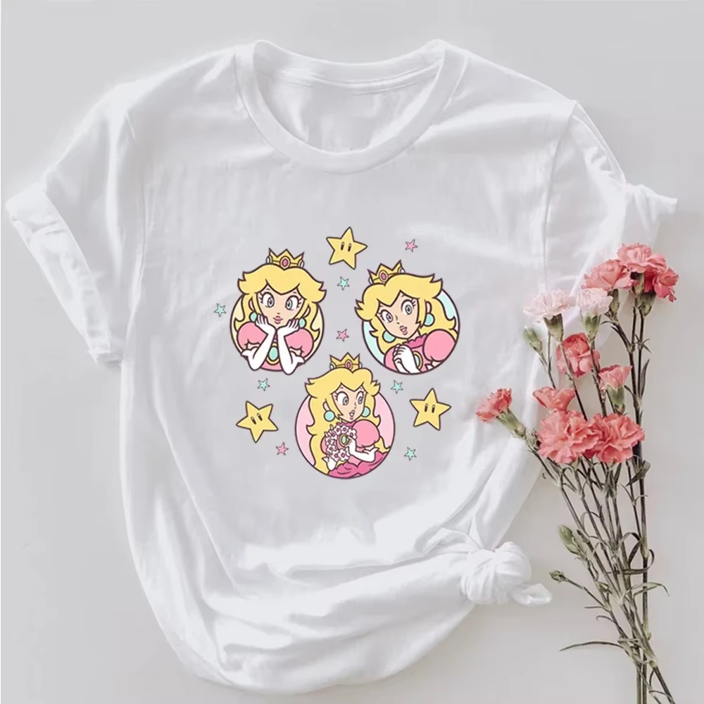 T-shirt princesse rétro Harajuku It's Peach Time, t-shirt graphique pêche, mignon femme, manches cou