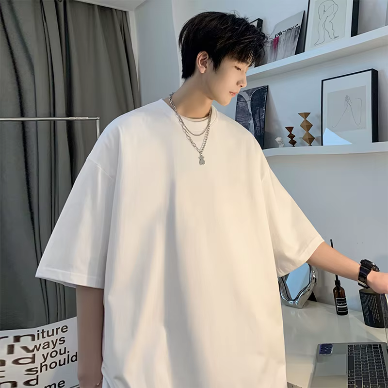 Hommes été Super doux blanc T-Shirt à manches courtes coton blanc Streetwear basique décontracté T-S