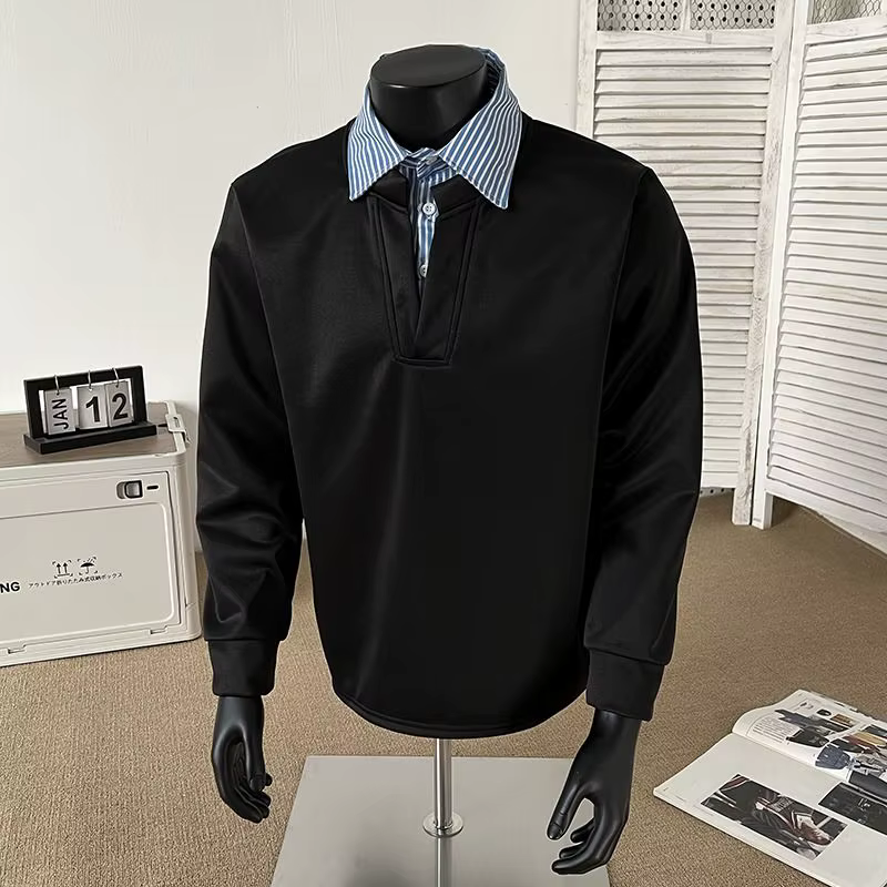 Faux sweat-shirt épissé deux pièces pour hommes, Style d'automne, haut de gamme et beau T-shirt à ma