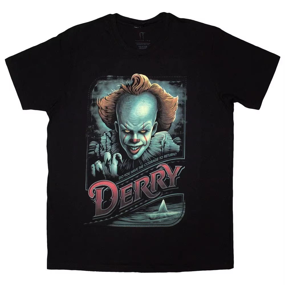 IT Pennywise Derry T-Shirt à manches courtes unisexe hommes femmes été hommes T-Shirt noir col rond 
