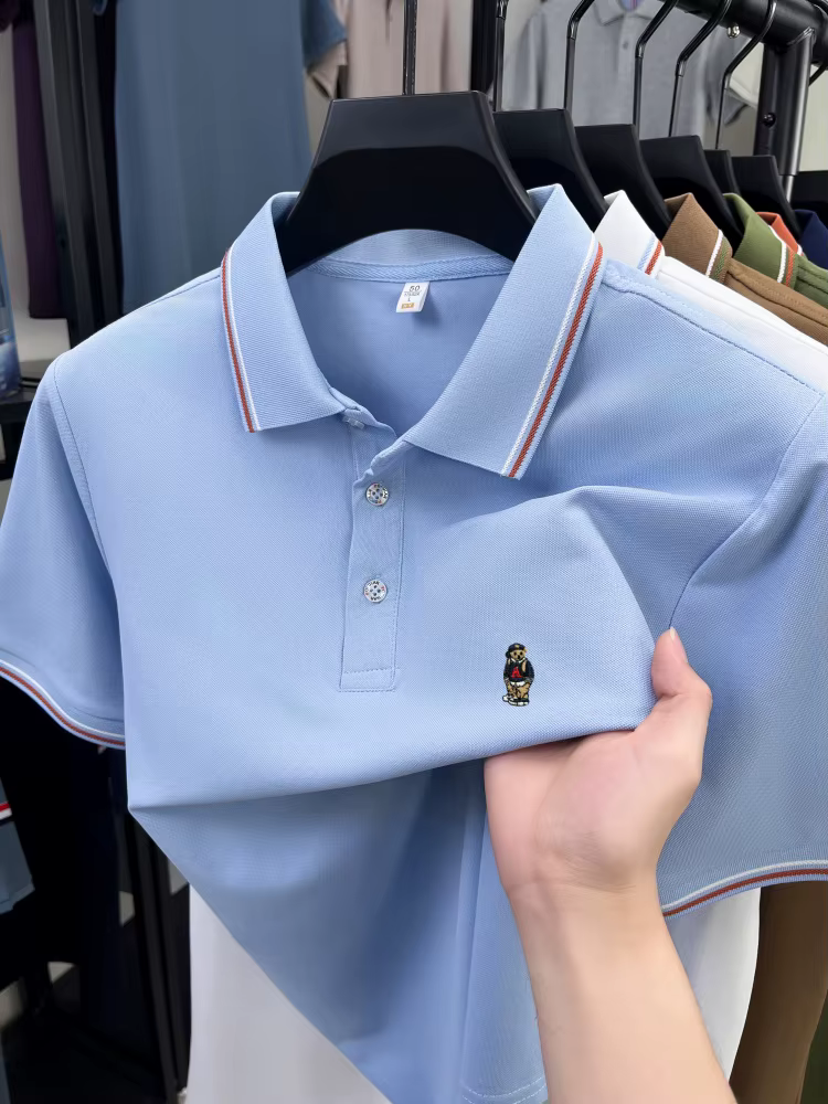 Marques de luxe été manches courtes polo chemise mode nouvelle exquise dessin animé ours broderie ho