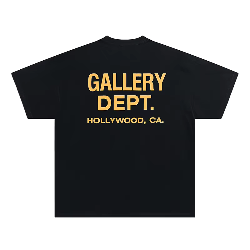 T-shirt GALLERY DEPT pour hommes avec imprimé noir et jaune, T-shirt streetwear California Hollywood