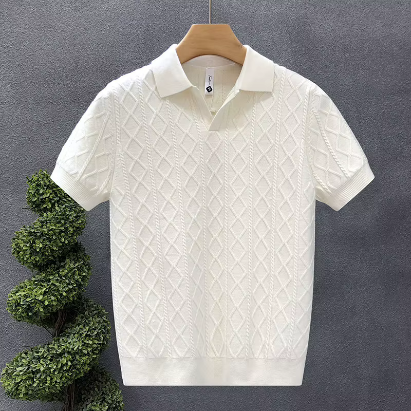 Pull à manches courtes pour homme, décontracté, tricoté, nouvelle collection été 2026, T-shirt de ba