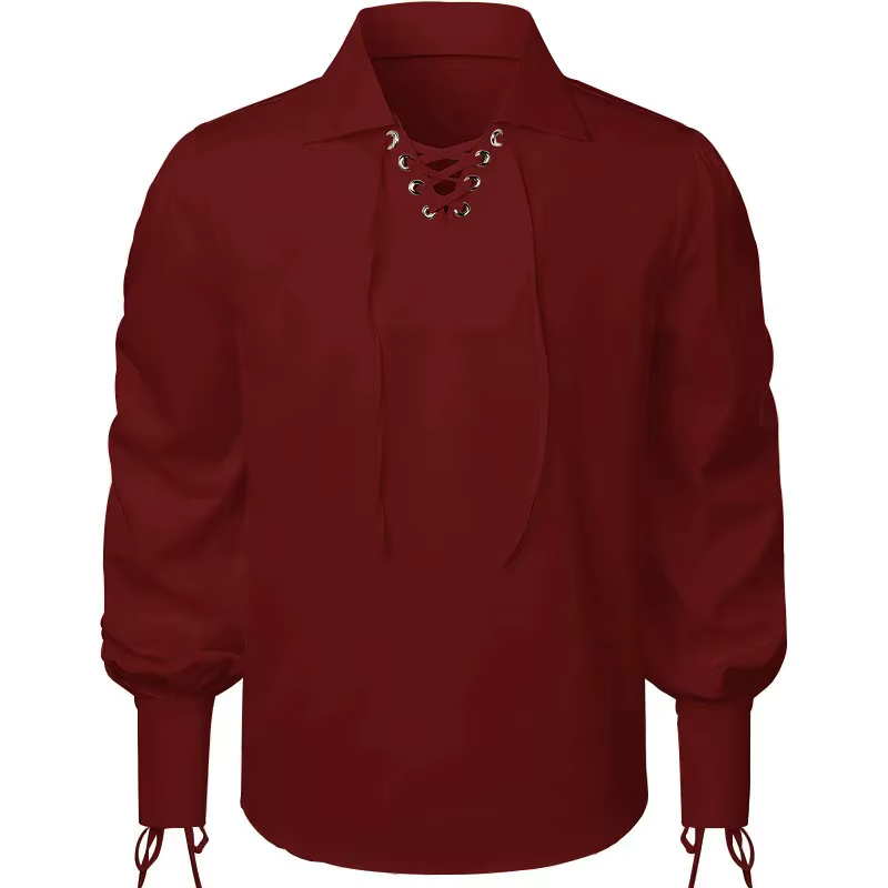 Chemise rétro médiévale à manches longues pour hommes et femmes, chemise de couche de Base de couleu