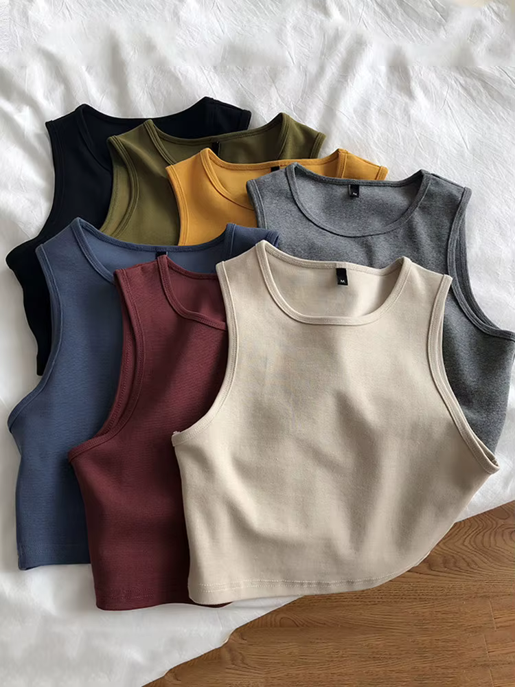 Haut court rétro sans manches pour femmes, nouveau, haut, audiminceur, extensible, slim, court, été
