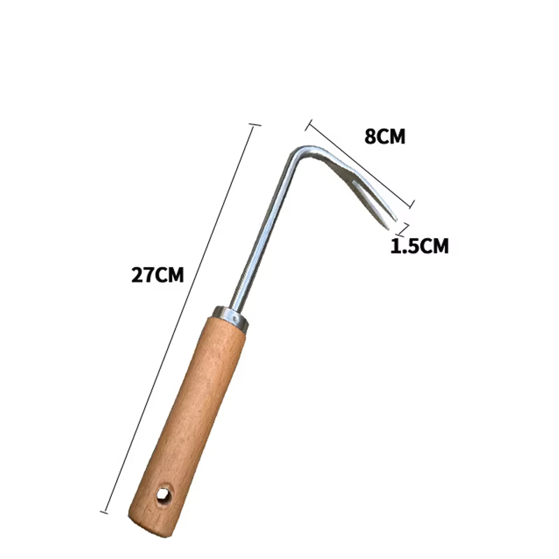 Désherbeur de jardin à manche en bois en acier inoxydable, désherbeur manuel, outil flacon de coupe,